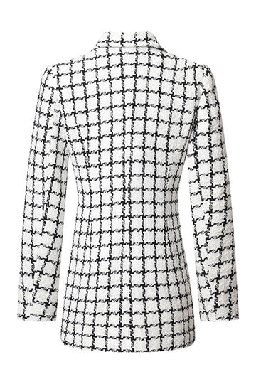 Mix Abrigo de Mujer Grid Peak Solapel Negro con perla